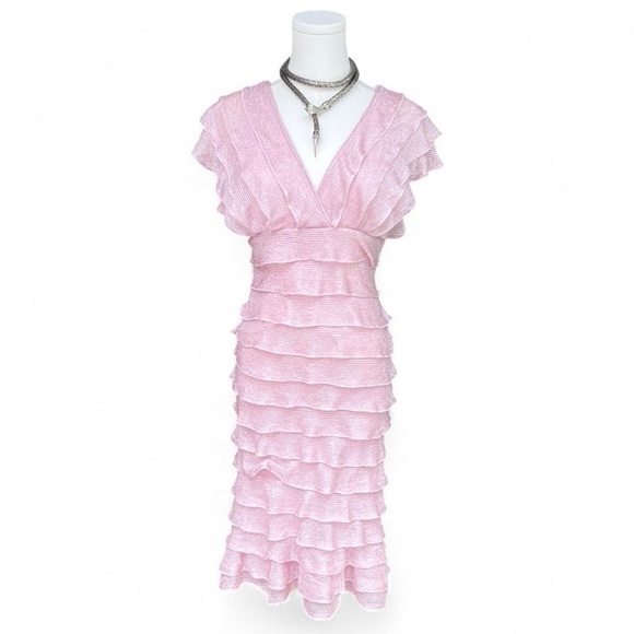 Max Studio Pink Layered Midi Dress - Picture 2 of 6